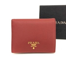 Bolsa carteira dobrável de couro PRADA Saffiano vermelha/9BE0129 comprar usado  Enviando para Brazil