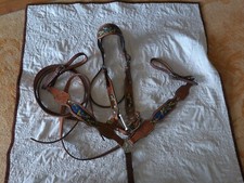 Blue gold embroidered for sale  Kent
