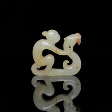 Antigua figura china Ming Dy Hetian antigua tallada en jade dragón jade colgantes segunda mano  Embacar hacia Mexico