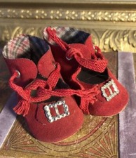Sapatos de boneca vintage de camurça vermelha com fivela comprar usado  Enviando para Brazil
