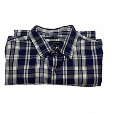 Camisa slim fit Banana Republic masculina tamanho grande azul marinho xadrez com botões, usado comprar usado  Enviando para Brazil