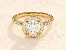 6MM Brillante Redondo Corte Halo Boda Anillo Pavé Set Solitario Regalo para Su comprar usado  Enviando para Brazil