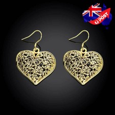 Brincos pendurados vintage gota coração grande flor filigrana flor ouro 18K GP joias comprar usado Brincos pendurados vintage gota coração grande flor filigrana flor ouro 18K GP joias comprar usado  Enviando para Brazil