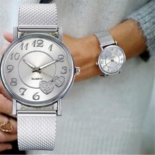 Reloj de pulsera plateado para mujer esfera cardíaca malla de silicona cinturón segunda mano  Embacar hacia Argentina