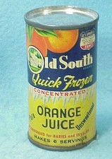 Lata de suco de laranja Old South - 6 oz - etiqueta de papel - bx8-9 comprar usado  Enviando para Brazil