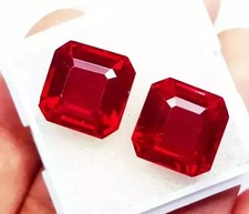 Usado, Par de pedras preciosas raras soltas corte asscher birmanês natural 50 quilates rubi vermelho certificado comprar usado  Enviando para Brazil