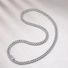 8MM 925 Srebro szterlingowe VVS1 Full Eternity Moissanite Miami Kubański łańcuszek Naszyjnik na sprzedaż  Wysyłka do Poland