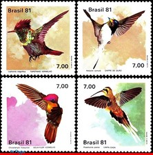 Usado, 1739-42 BRASIL 1981 BEIJA-FLORES, PÁSSAROS, MI# 1823-26 RHM C-1197-1200, CONJUNTO SEM MARCA DE CHARNEIRA comprar usado  Brasil 