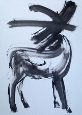 Desenho de esboço a tinta original assinado de um veado A3 comprar usado  Enviando para Brazil
