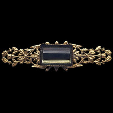 Broche de barra vintage renascimento vitoriano tocha filigrana verde vidro esfumaçado broche tom dourado comprar usado  Enviando para Brazil