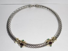 COLAR DE CABO COM PEDRAS DAVID YURMAN PRATA ESTERLINA, OURO 14K 9mm., usado comprar usado  Enviando para Brazil