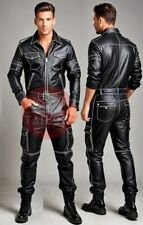 MACACÃO MASCULINO DE COURO PRETO MACIO COM ZÍPER FRONTAL ESTILO CLÁSSICO, usado comprar usado  Enviando para Brazil