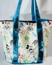Bolsa tote de lona Disney Store infantil Mickey Mouse lantejoulas azuis escola de férias 11"" comprar usado  Enviando para Brazil