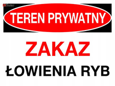 Używany, teren prywatny zakaz łowienia ryb - ZI-52 - ZNAK - tablica 250x350 LIBRES POLSKA na sprzedaż  PL