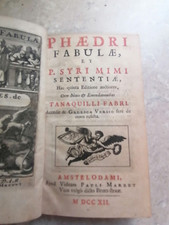 PHAEDRI FABULAE SYRI MIMI SENTENTIAE Phaedrus Fables plt  Marret Amsterdam 1712 comprar usado  Enviando para Brazil