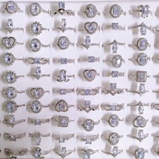Lote al por mayor de 50 piezas de anillos de estrás de circón para mujeres boda joyería regalo segunda mano  Embacar hacia Mexico