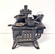 Mini fogão de ferro fundido Queen vintage com acessórios 7 peças 6" comprar usado  Enviando para Brazil