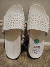 Sandálias femininas London Fog branco pérola miçangas tamanho 6 comprar usado  Enviando para Brazil
