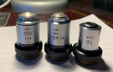 Bom conjunto de lentes objetivas de microscópio Nikon - ampliação 10x 40x e 100x comprar usado  Enviando para Brazil