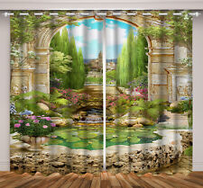 Folha verde rosa floral castelo 3D 2 painéis cortinas de janela tecido cortinas de bloqueio comprar usado  Enviando para Brazil
