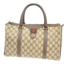 Bolsa de mão GUCCI logotipo padrão GG xerez couro PVC marrom ouro Itália 65EE744 comprar usado  Enviando para Brazil