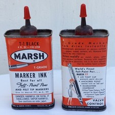 2 canetas marcadoras vintage MARSH 4 oz T-1 tela de tinta preta lata lubrificante útil anos 50 e 60 comprar usado  Enviando para Brazil