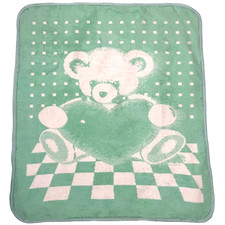 Usado, San Marcos? Cobertor de bebê verde branco coração de urso de pelúcia reversível 42x48 vintage comprar usado  Enviando para Brazil