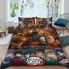 Conjuntos de roupa de cama 3 peças para Demon Slayer Kimetsu no yaiba conjuntos de capa de edredom macia, usado comprar usado  Enviando para Brazil