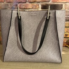 Bolsa tote Calvin Klein feminina elegante cinza com ferragens prata/alça faltando comprar usado  Enviando para Brazil