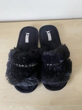 Black fluffy sliders for sale  UK