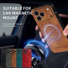 Capa Magsafe Couro Magnética À Prova de Choque para iPhone 17 16 Pro Max 14 13 12 comprar usado  Enviando para Brazil