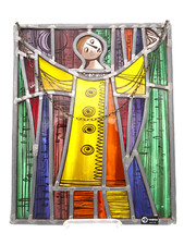 PAINEL DE VITRAL DE CHUMBO ELEGANTE RETRÔ MEADOS DO SÉCULO 1960 PINTADO À MÃO BÉLGICA comprar usado  Enviando para Brazil