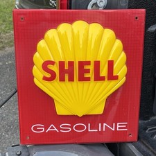 Placa de bomba de gás óleo vintage SHELL placa em relevo 12" X 11" plástico rígido comprar usado  Enviando para Brazil