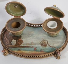 Bronze encrier bureau d'occasion  Expédié en Belgium