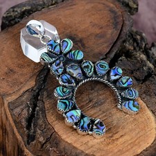 Pingente Navajo feito à mão de prata esterlina pedra preciosa concha Abalone 3,00" comprar usado  Enviando para Brazil