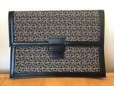 Vintage 80 Novo sem etiquetas Tecido Azul Vinil Portfólio Pasta Notebook Bolsas de Embreagem, usado comprar usado  Enviando para Brazil
