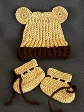 Chapéu e botinhas de bebê renascido de crochê feitas à mão estilo TEDDY BEAR conjunto de adereço foto comprar usado  Enviando para Brazil