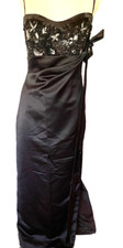 Vestido longo de noite San Carlin tecido preto miçangas pretas prata bordery laço tamanho 8 comprar usado  Enviando para Brazil