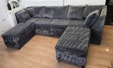 Grey velvet sectional for sale  HARTLEPOOL