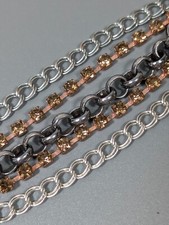Pulseira de tênis cinza metálico tom cobre strass corrente múltipla 8 polegadas, usado comprar usado  Enviando para Brazil