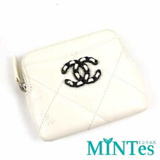 Estojo de moedas Chanel 19 autêntico AP2086 couro branco acolchoado elegante bonito acessório estojo, usado comprar usado  Enviando para Brazil