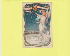 CPA NUIT ETOILEE VILLAGE SOUS LA NEIGE FEMME ANGE SONNE LA CLOCHE DOREE comprar usado  Enviando para Brazil