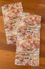 DESLUMBRANTE OBI ANTIGO - MEIJI - FLORES, ÁRVORES, VENTILADOR - BORDADO EM AMBOS OS LADOS  comprar usado  Enviando para Brazil