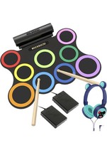 Juego de batería eléctrica 9 almohadillas con auriculares, almohadilla de batería enrollable más grande USB MIDI juego segunda mano  Embacar hacia Mexico