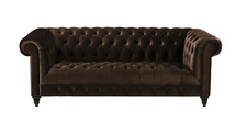 Brązowa aksamitna kanapa luksusowa tapicerka meble chesterfield sofa z guzikami na sprzedaż  PL