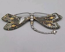 Broche libélula esmalte Art Nouveau folheado a prata antigo sem marca, usado comprar usado  Enviando para Brazil