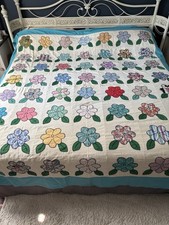 Colcha topper pastel cores brilhantes floral 95x85 bordada à mão/máquina comprar usado  Enviando para Brazil
