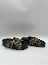 Slides femininos Stella McCartney monograma padrão biqueira aberta preto/castanho tamanho 37 comprar usado  Enviando para Brazil