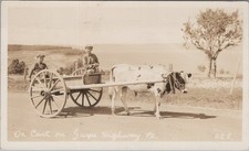 Cartão postal foto RPPC carrinho de boi na Gaspe Highway Quebec Canadá, usado comprar usado  Enviando para Brazil