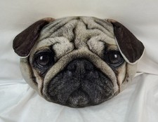 Travesseiro de pelúcia Pug Dog Face redondo 15” X 12” marrom preto bronzeado aparência realista comprar usado  Enviando para Brazil